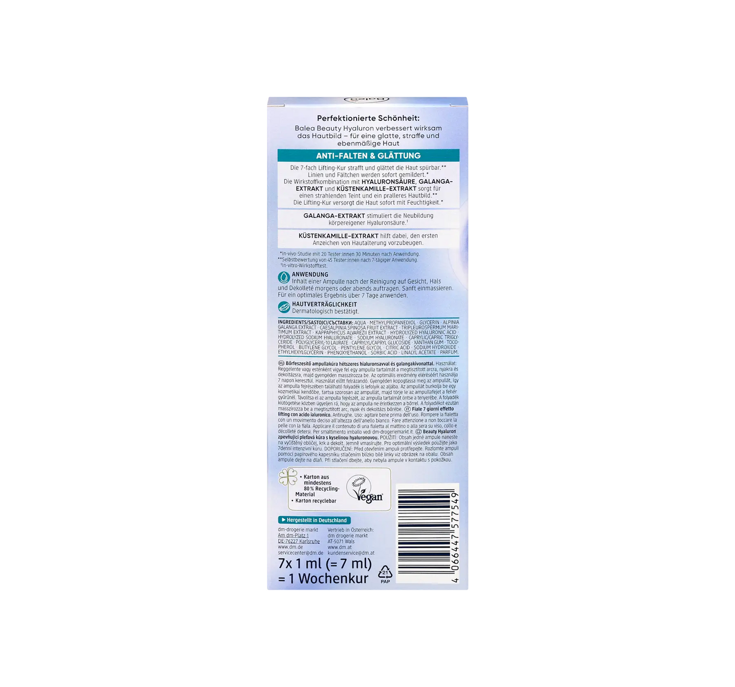 Ampoules Beauty Hyaluronic Lifting Treatment (7x1 ml), 7 ml