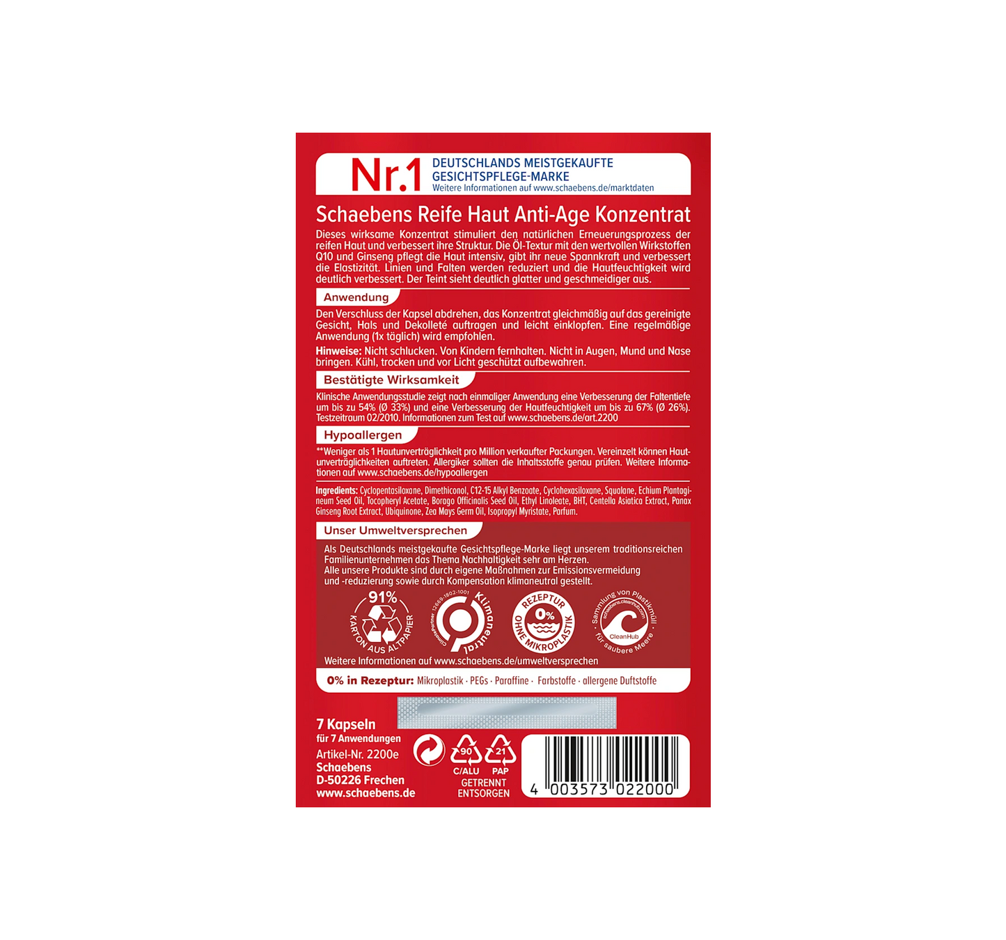 Concentré anti-âge pour peaux matures, 7 pièces
