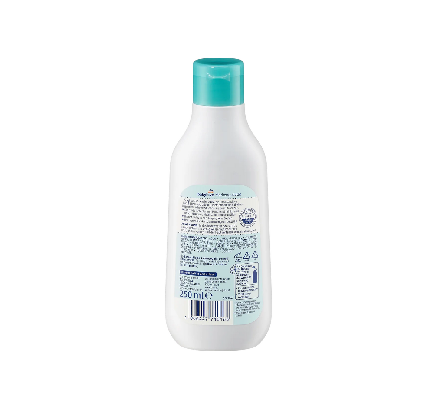 Aditivo para el baño de bebés 2 en 1 Baño y champú Ultra Sensible, 250 ml