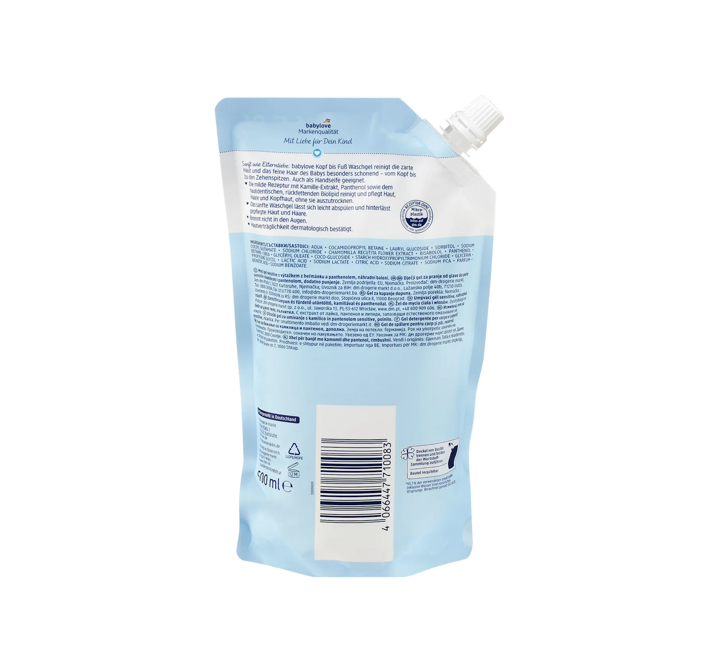Recambio de gel limpiador de pies a cabeza para bebé, 500 ml