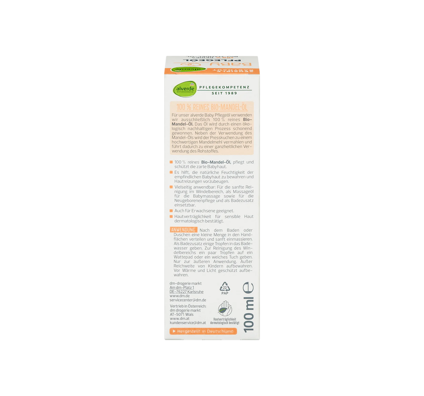Huile pour bébé 100% pure huile d'amande, 100 ml