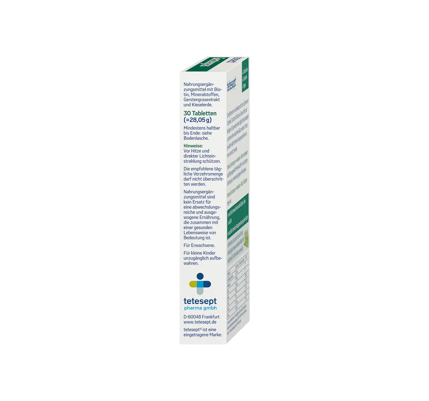 Barley grass + silica + biotin tablets, 30 pcs
