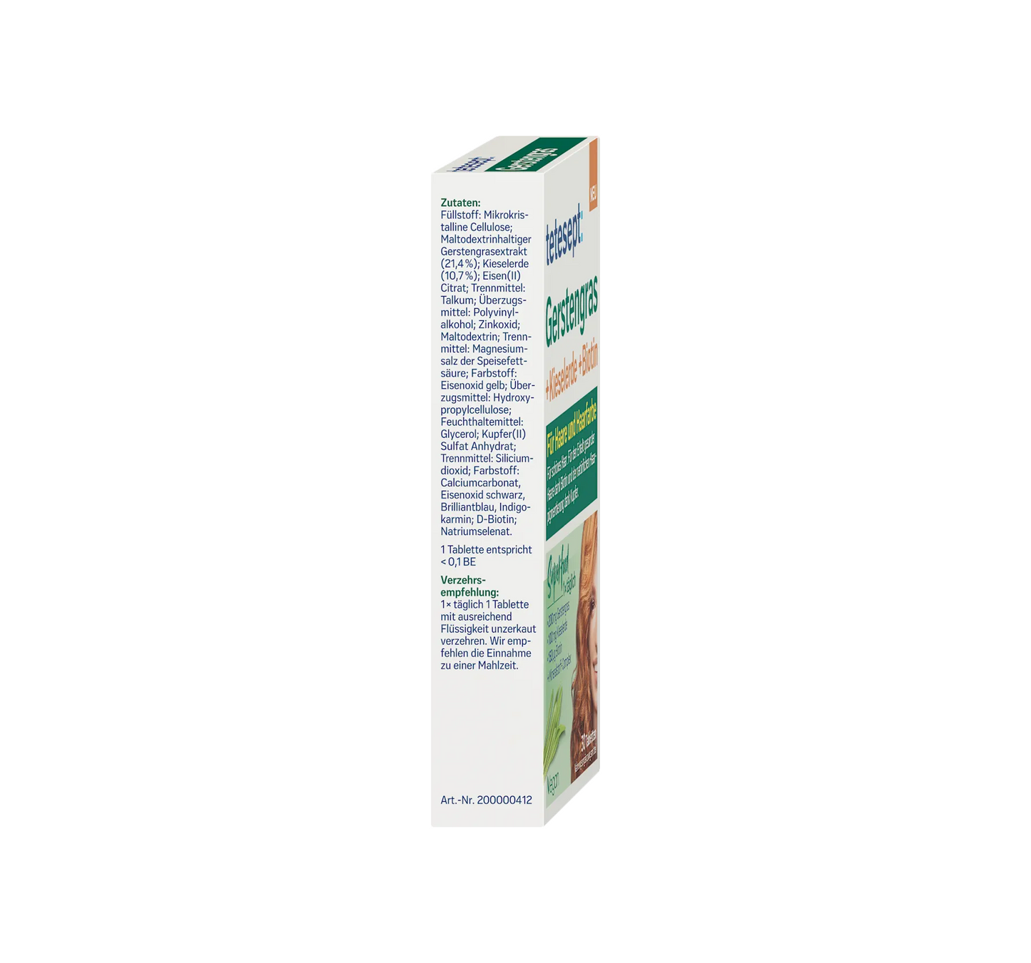 Barley grass + silica + biotin tablets, 30 pcs