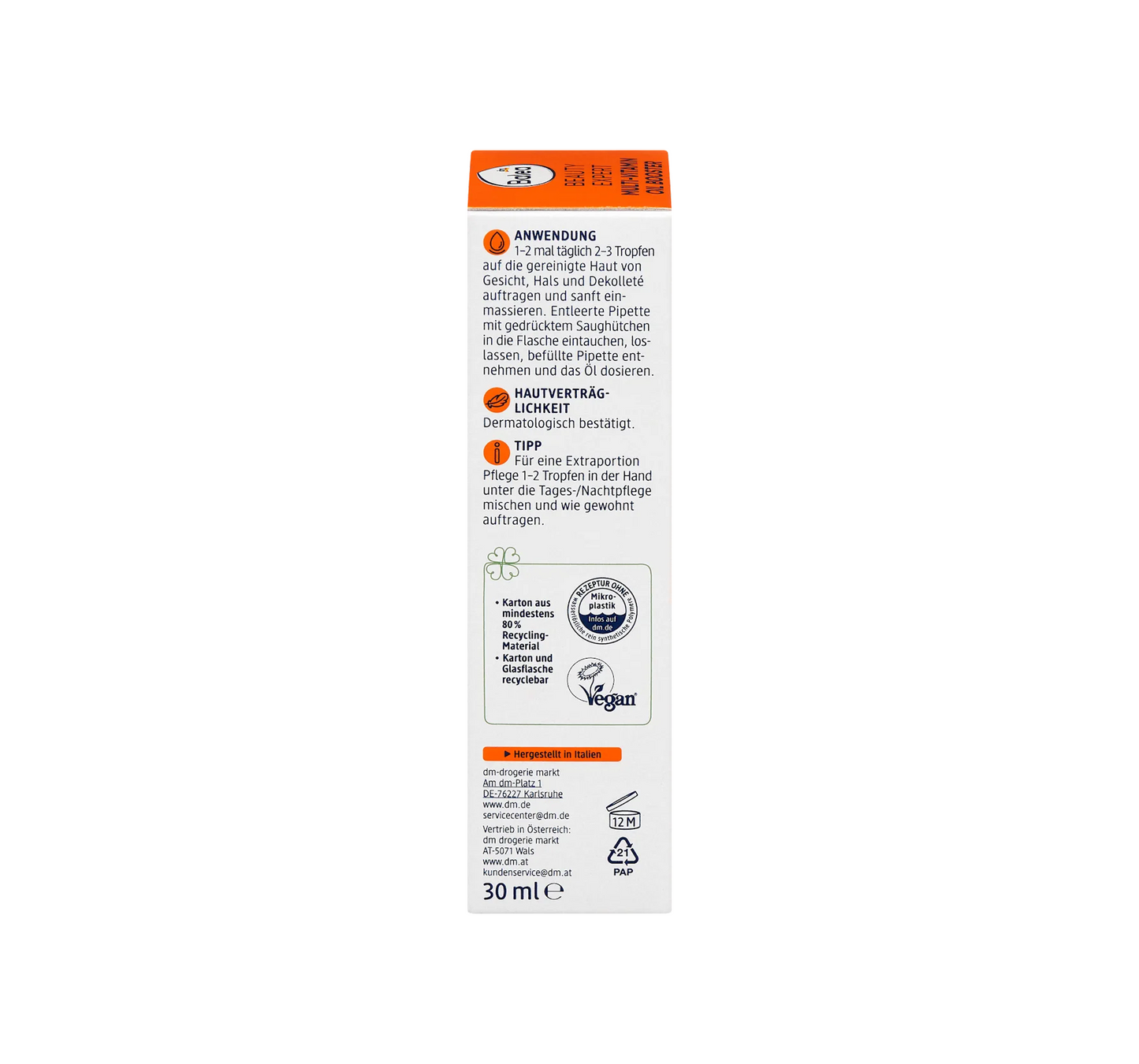 „Beauty Expert“ multivitaminų aliejaus stiprinamasis veido aliejus, 30 ml