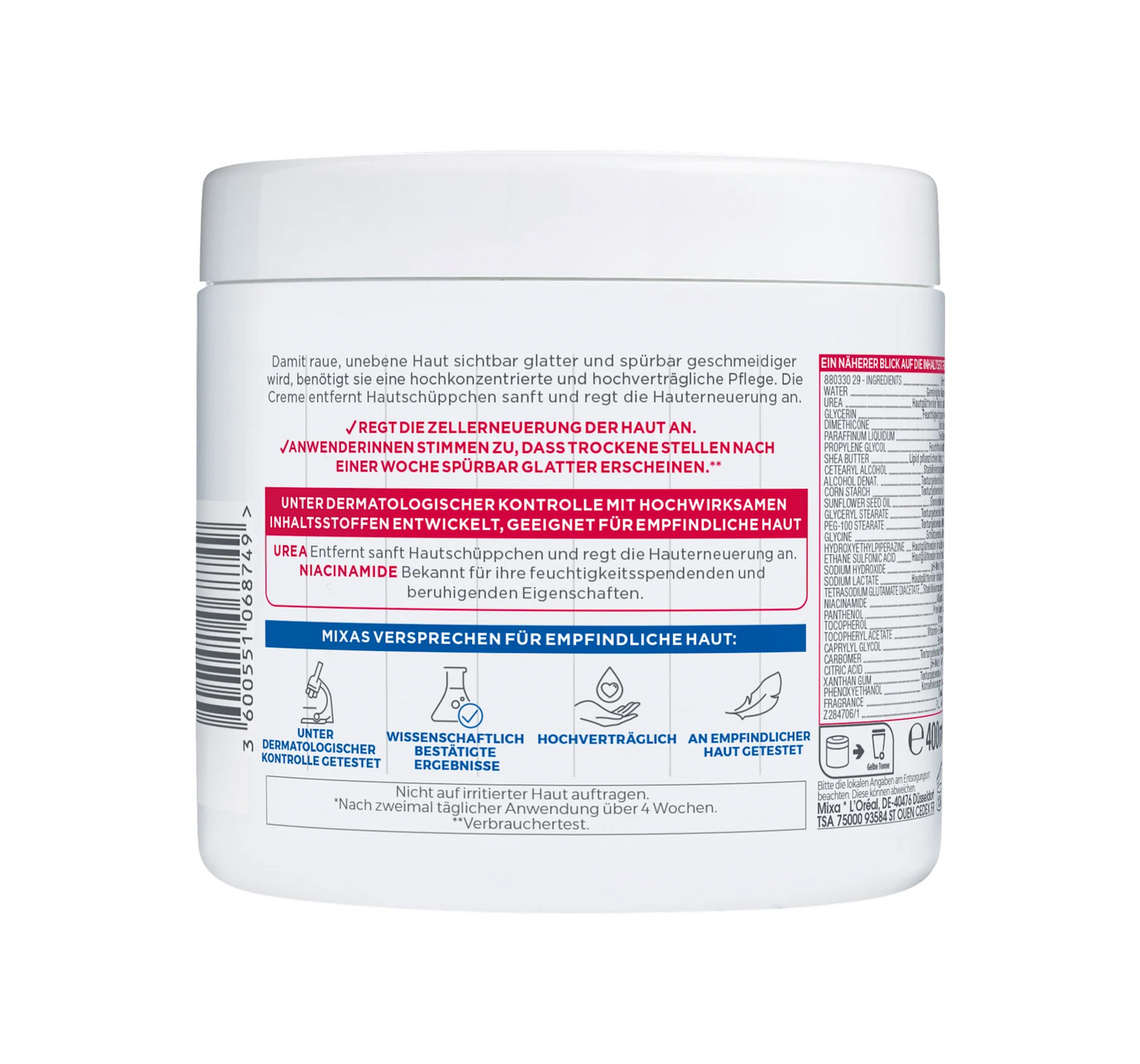 Creme de Cuidado 10% Ureia Cica Reparador, 400 ml