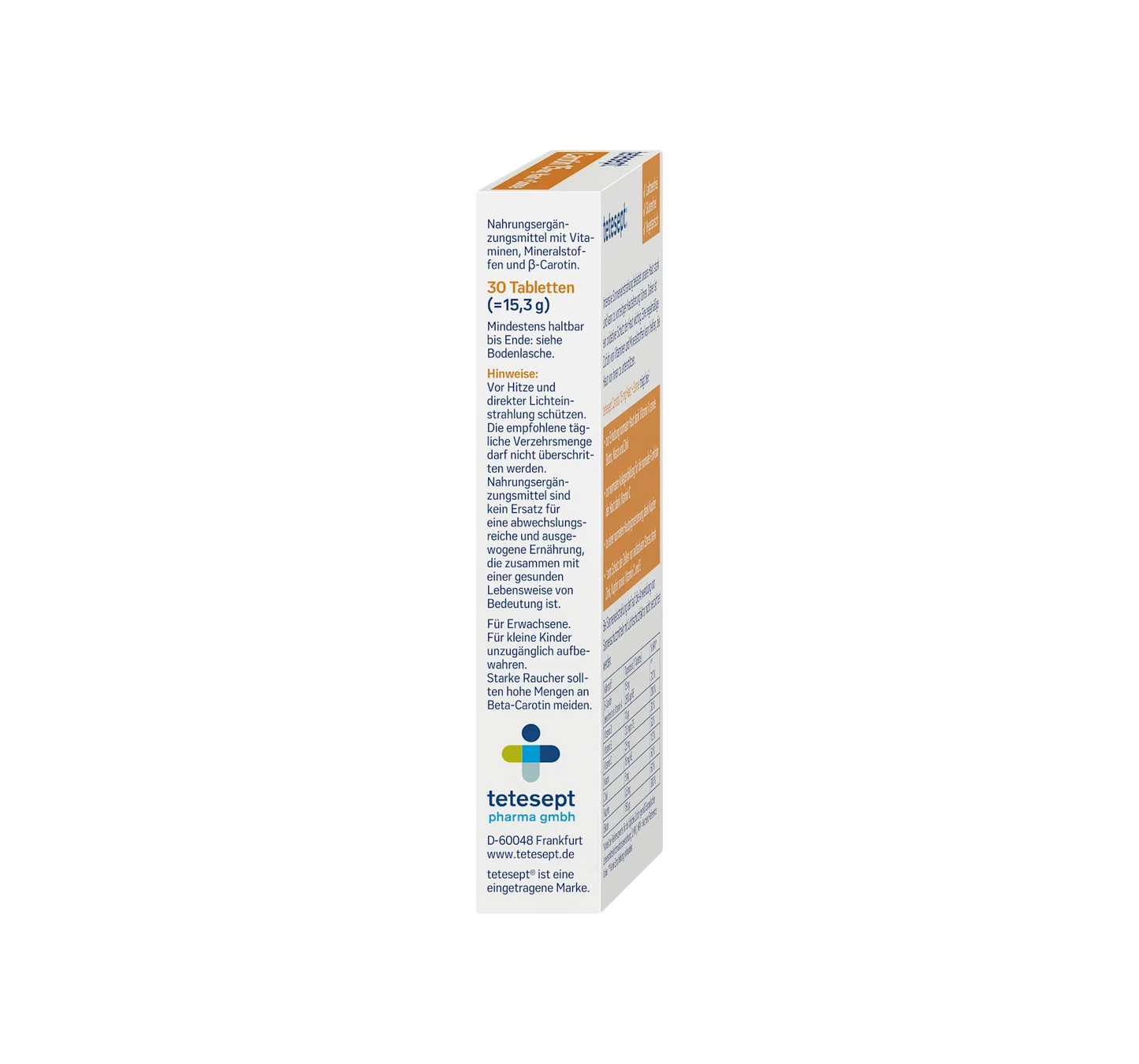 Comprimés de carotène peau + soleil 30 pièces, 15,3 g