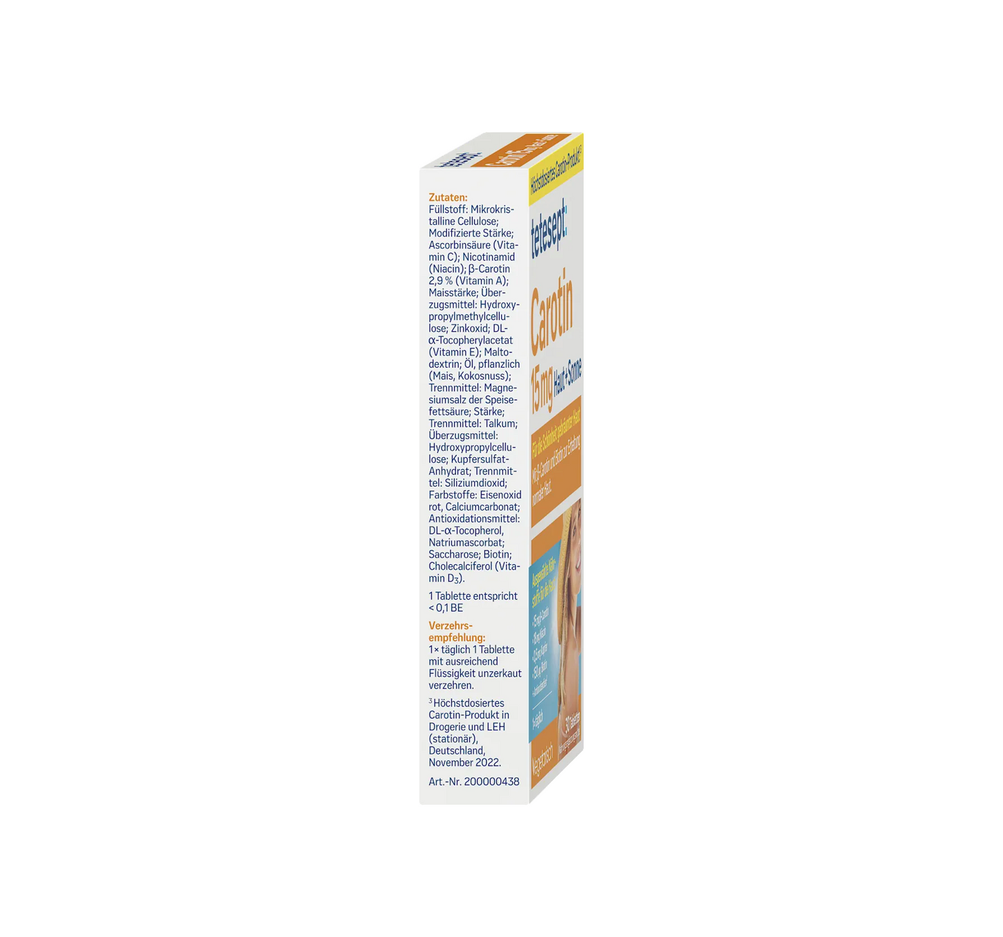 Comprimés de carotène peau + soleil 30 pièces, 15,3 g