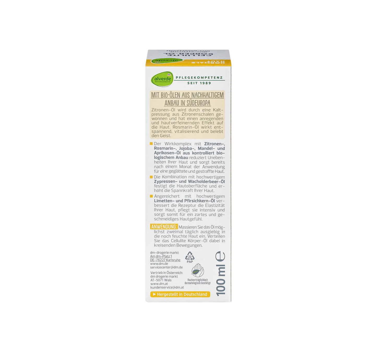 Óleo para celulite limão alecrim, 100 ml
