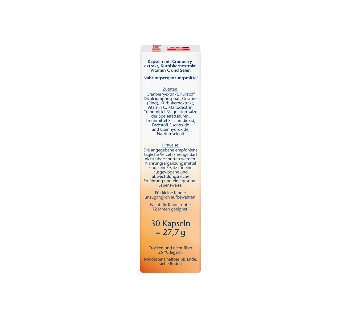 Capsules de canneberge, citrouille, vitamine C et sélénium, 30 unités, 27,7 g