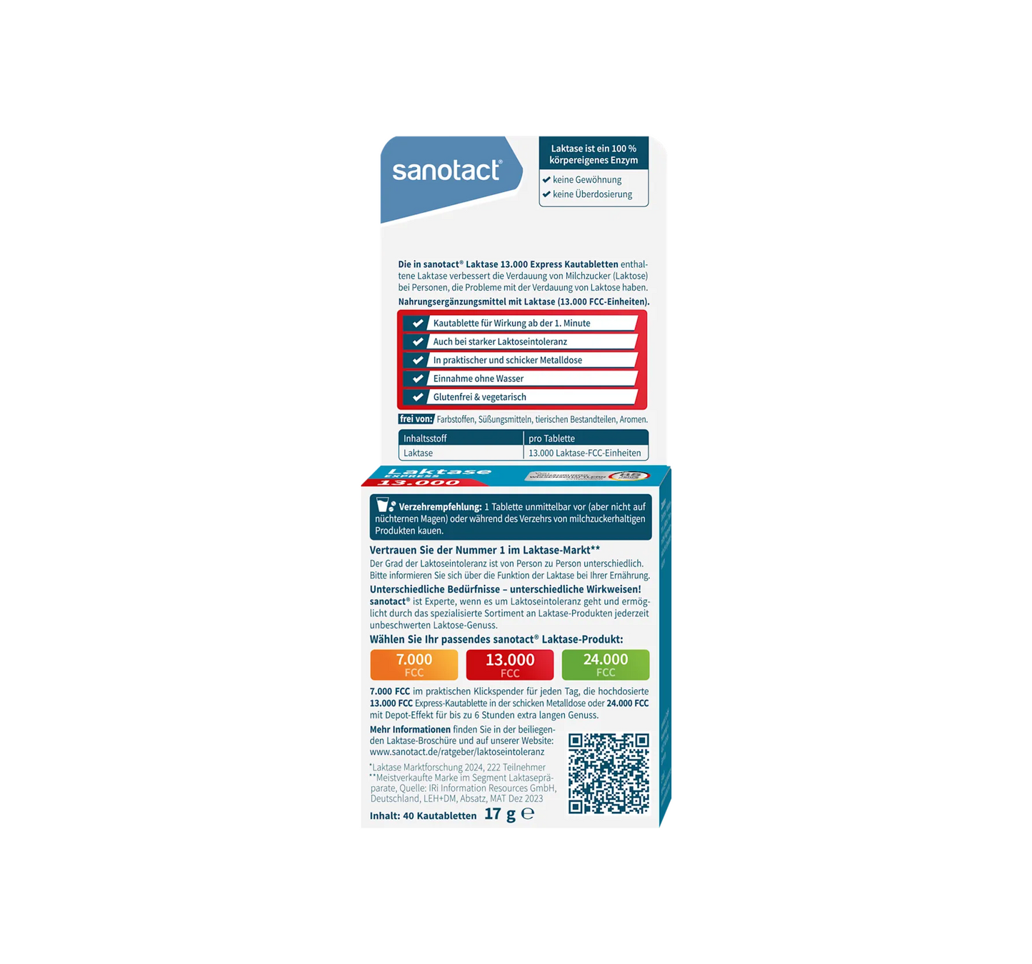Comprimidos de Lactase 24000 40 unidades, 16 g