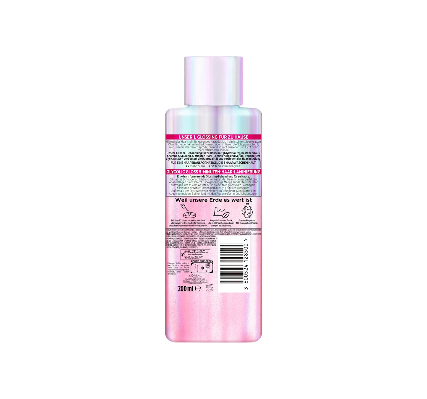 Soin capillaire brillant glycolique, lamination capillaire en 5 minutes, 200 ml
