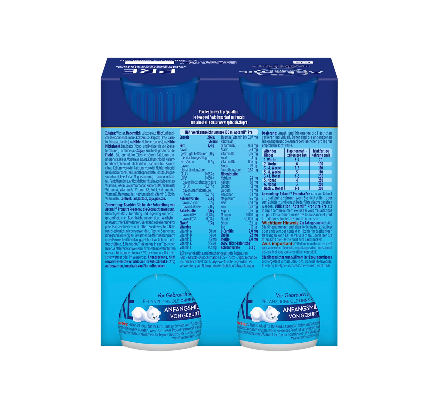 Lait Initial Pré-prêt à boire dès la naissance 4x200ml, 0,8 l
