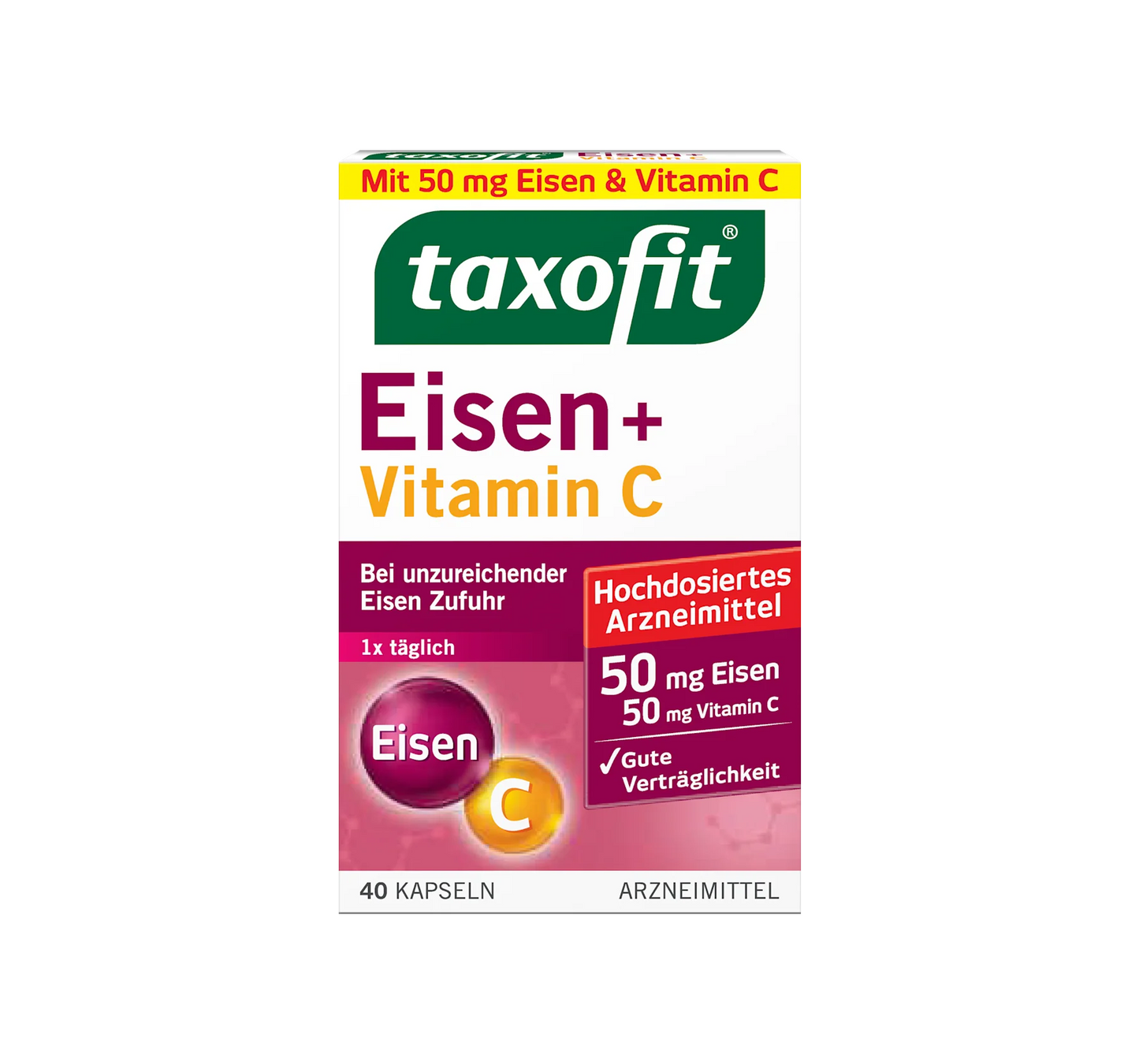 Geležis + vitaminas C kapsulės, 40 vnt