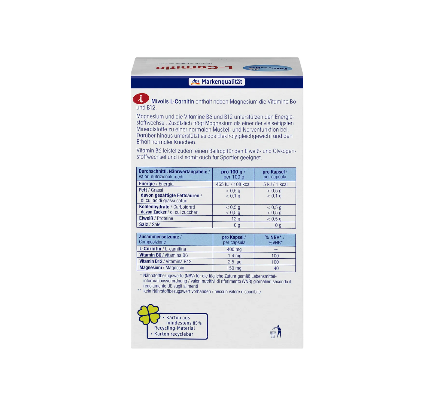 L-Carnitine capsules, 60 pieces, 59 g