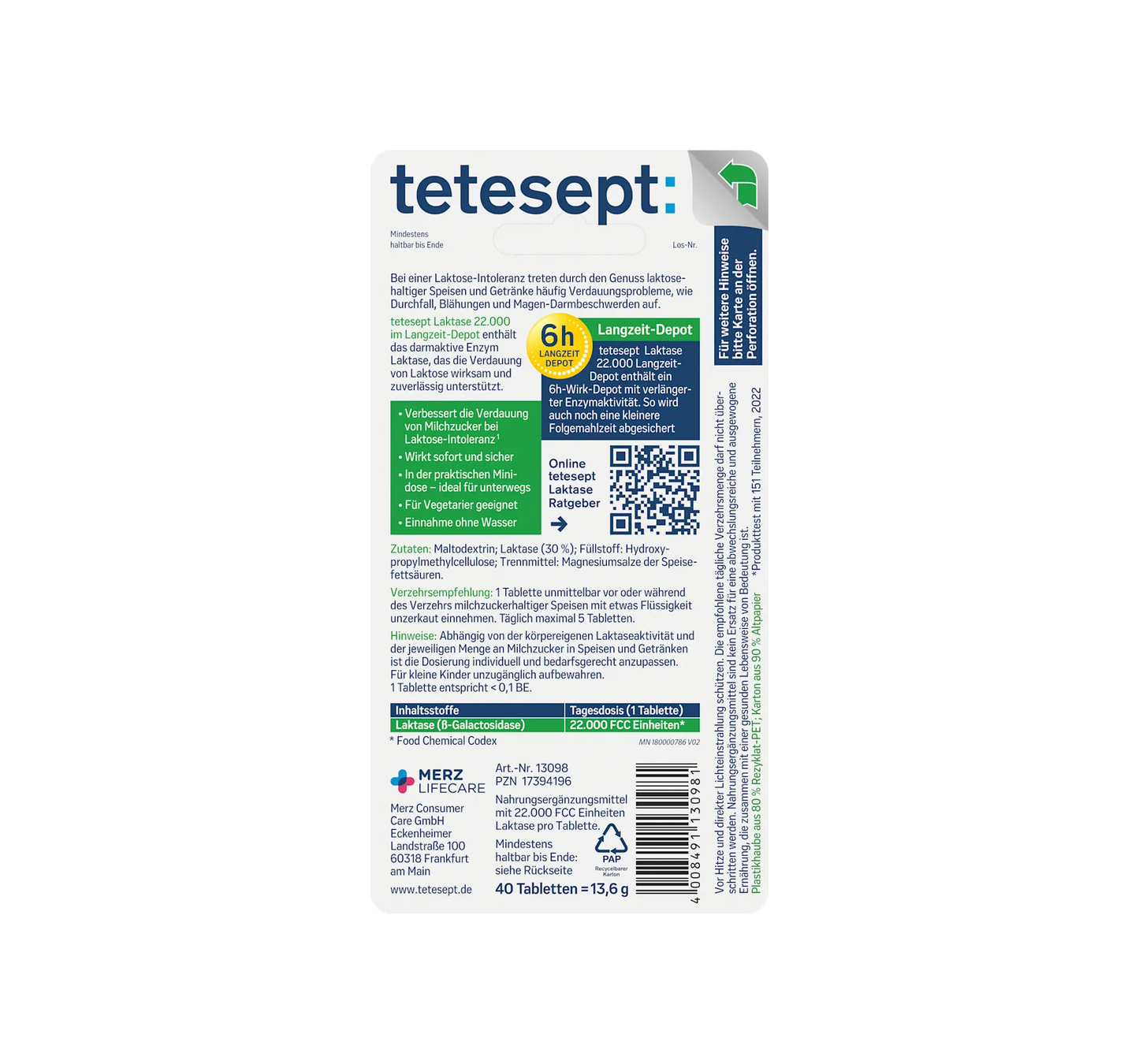 Lactase 22000 Mini Comprimidos 40 unidades, 13,6 g