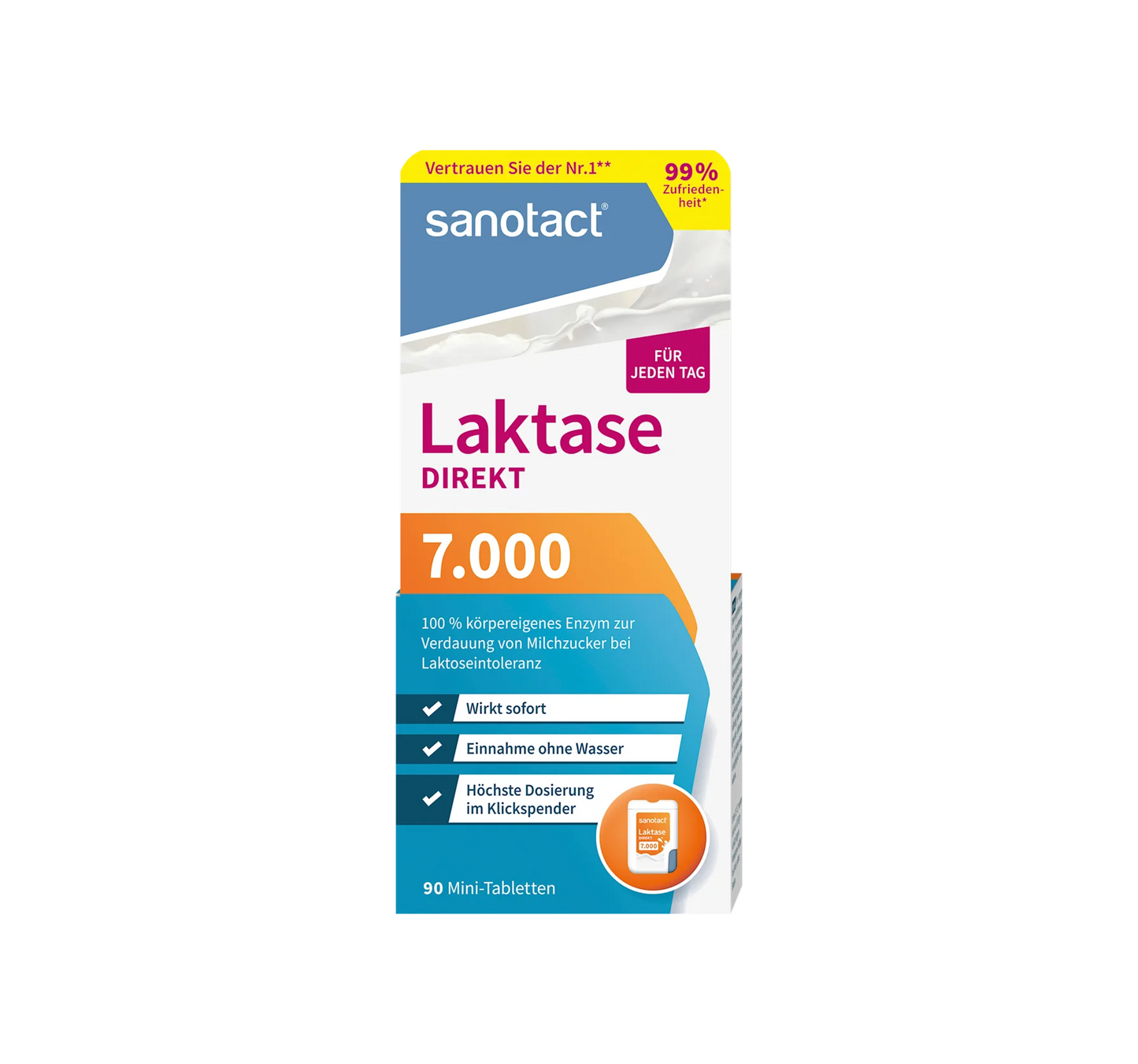 Comprimidos Mini Lactase 7000 Direct 90 unidades, 7,1 g