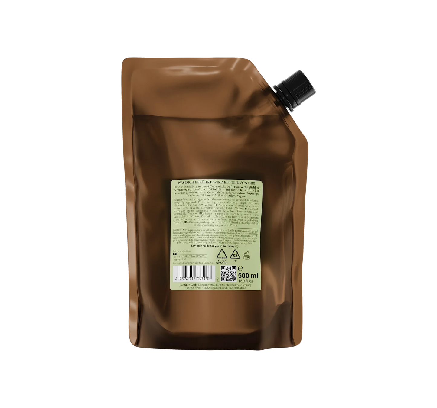 Liquid soap bergamot & cedarwood, refill pack, 500 ml