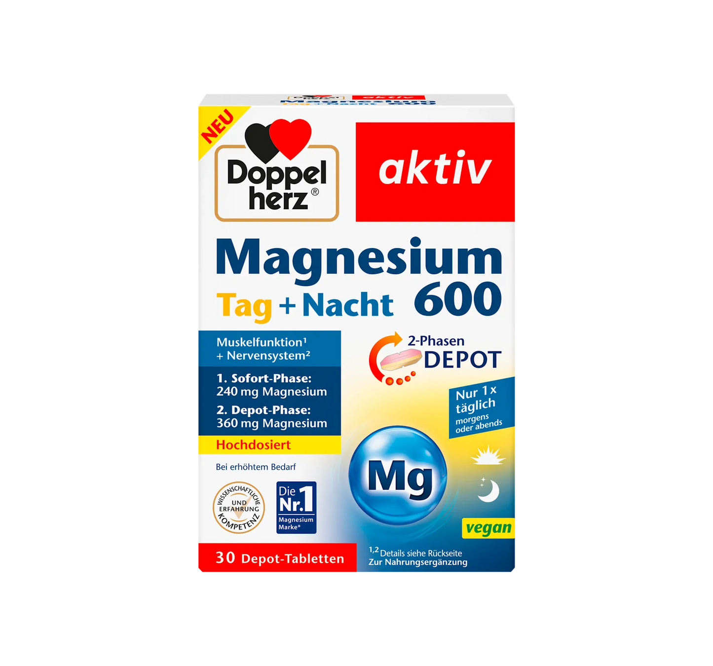 Comprimés de Magnésium 600 Jour + Nuit, 30 pièces, 52,5 g