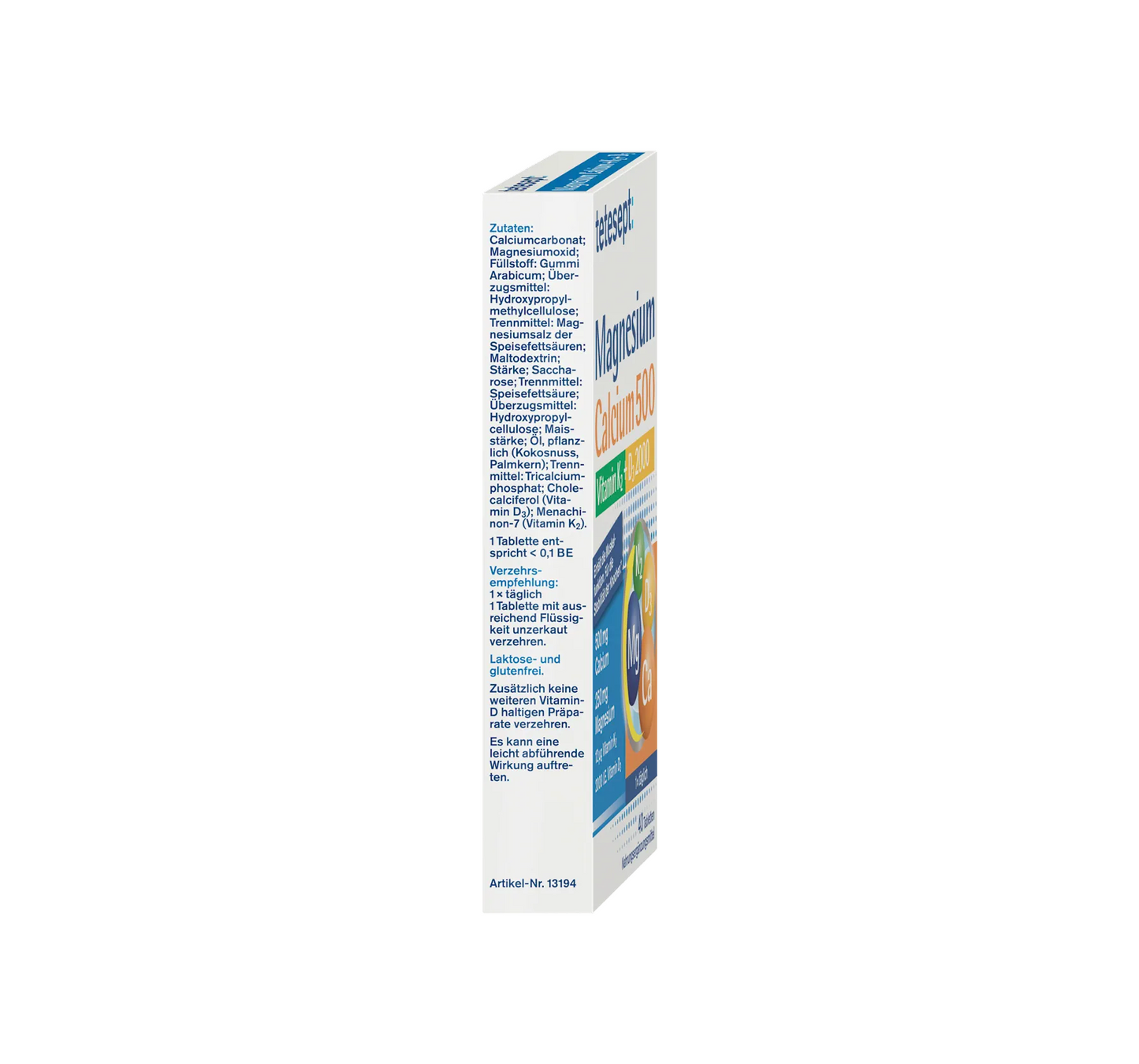 Comprimidos de magnésio, cálcio e vitamina K + D 40 unidades, 73,2 g