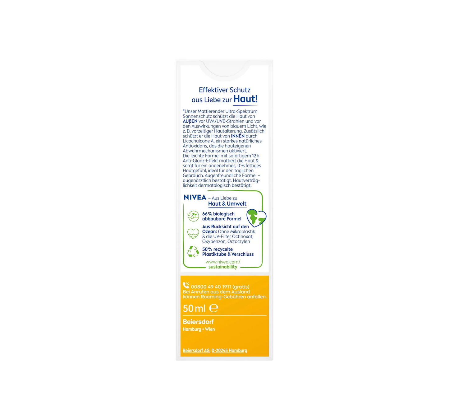 Crème solaire visage matifiante, SPF 50, 50 ml