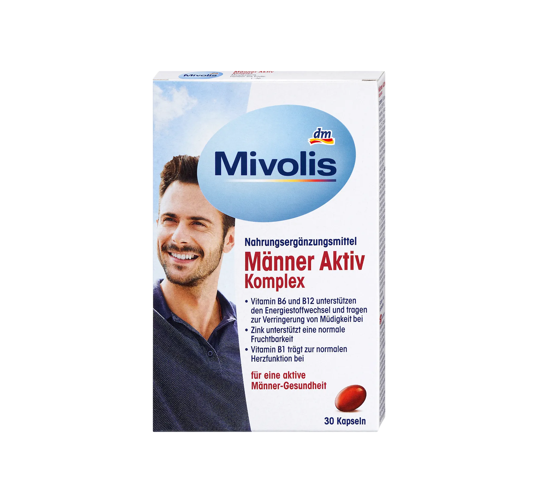 Mivolis | Men Active Complex, B6+B12+Zinc+B1+L-carnitine+Astaxanthin capsules, 30 pcs., 26 g TANGERINS Mivolis | Men Active Complex, B6+B12+Zinc+B1+L-carnitine+Astaxanthin capsules, 30 pcs., 26 g TANGERINS