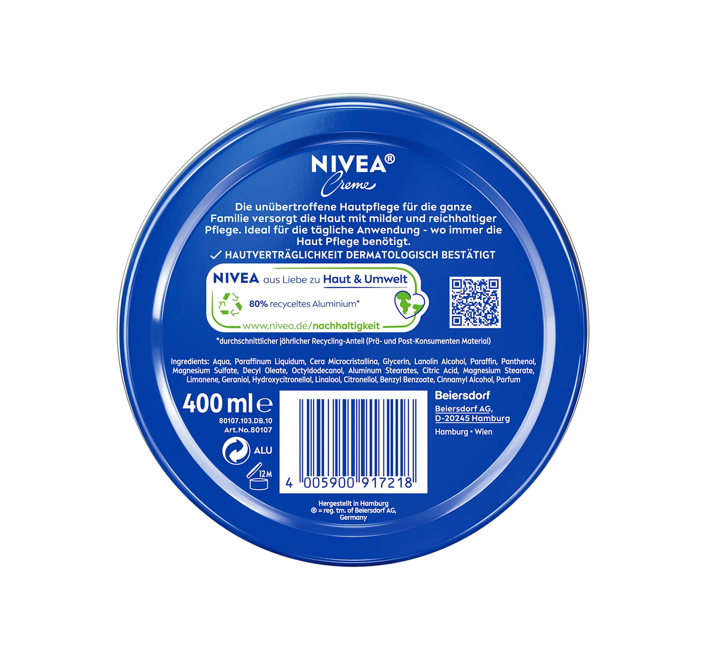 Nivea Face cream made in Germany in a tin, 400 ml