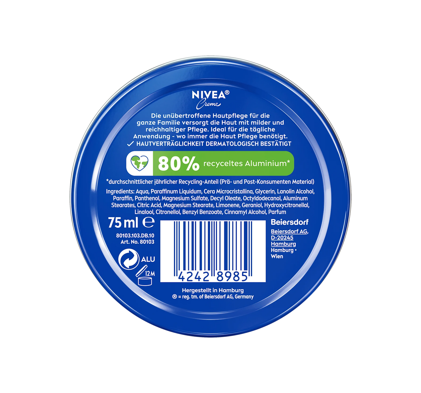 Nivea Näokreem Saksamaal valmistatud purgis, 75 ml