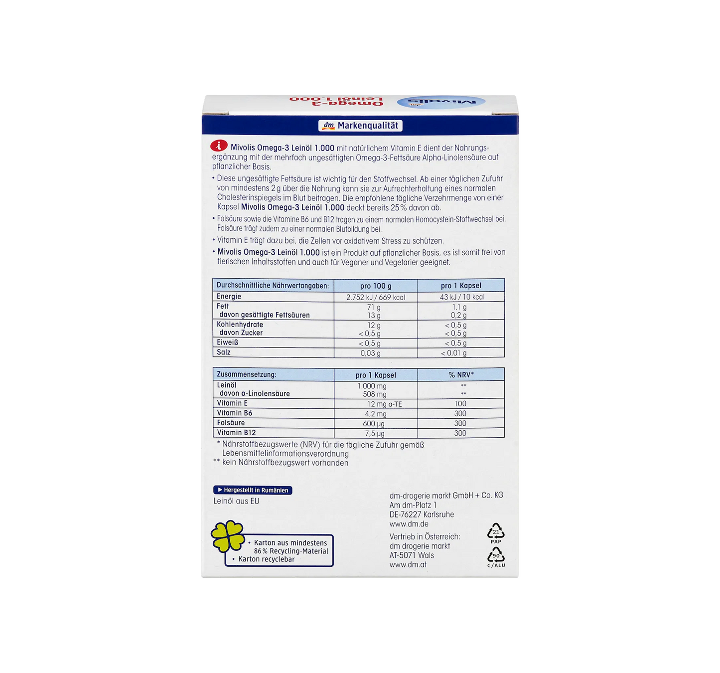 Omega-3 Linseed Oil 1000, 30 tablets, 47 g