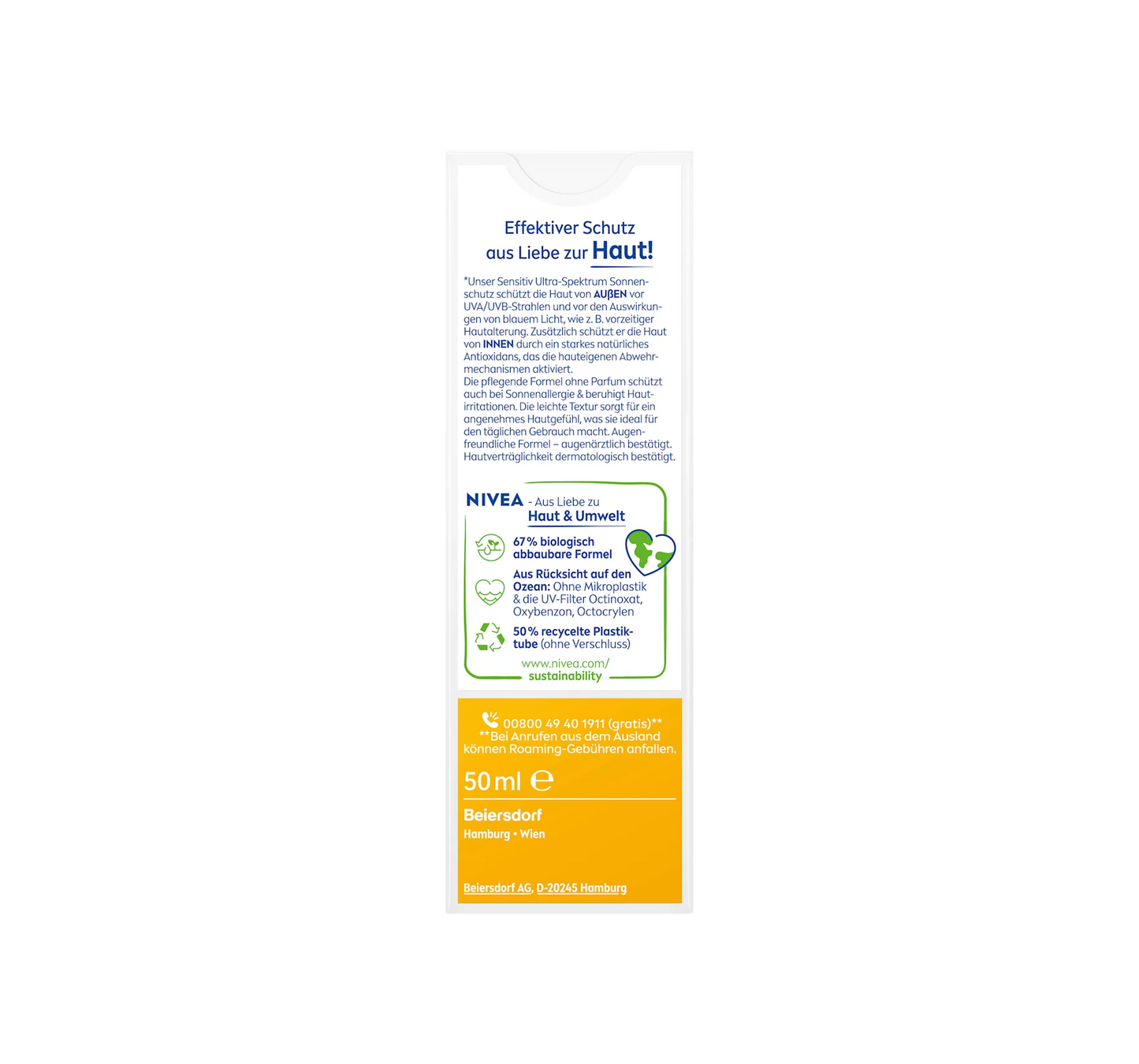 Sensitive face sunscreen SPF 50, 50 ml