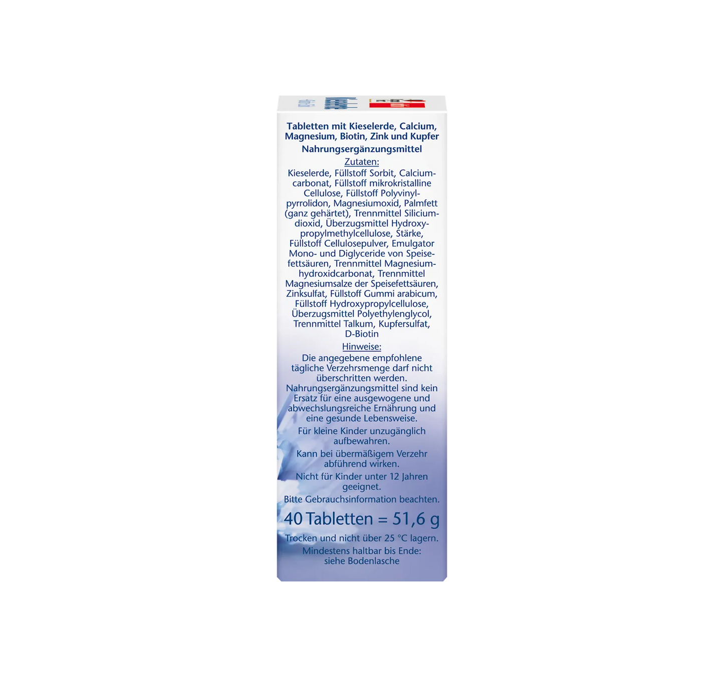 Comprimés de silice, biotine et zinc, 40 pièces, 51,6 g