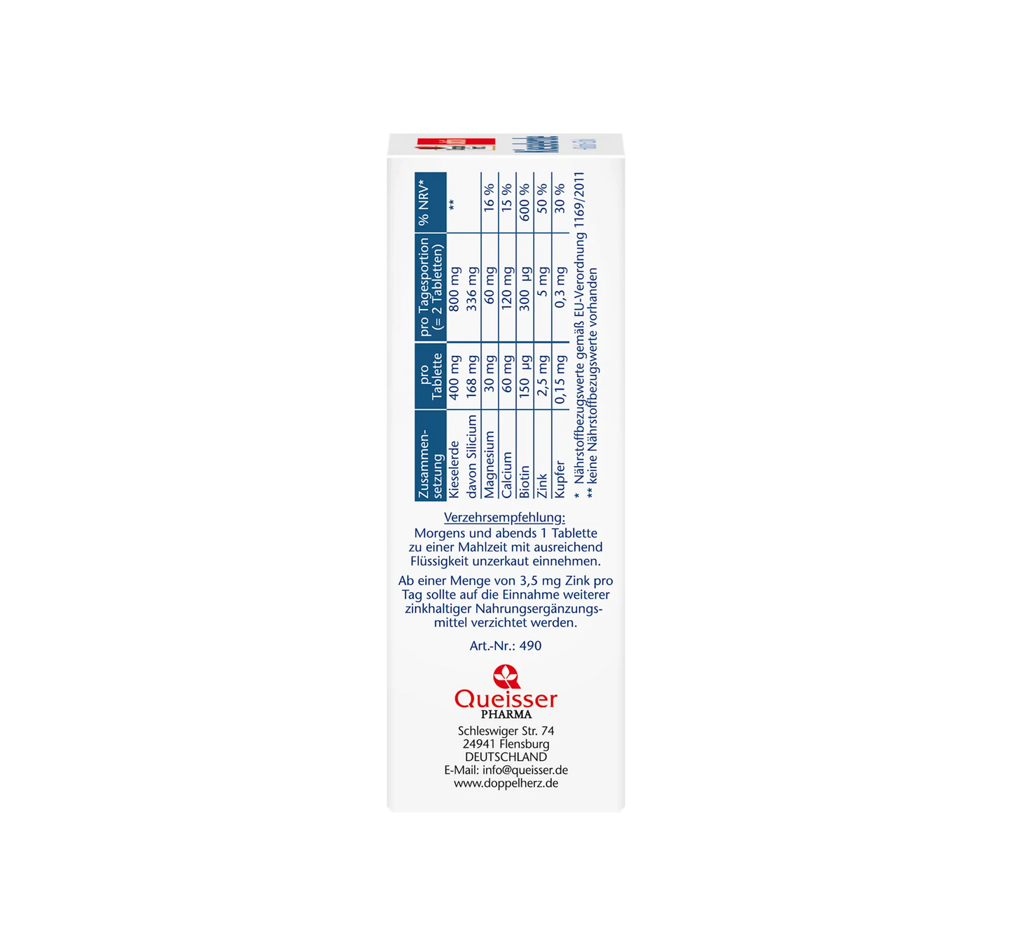 Comprimés de silice, biotine et zinc, 40 pièces, 51,6 g