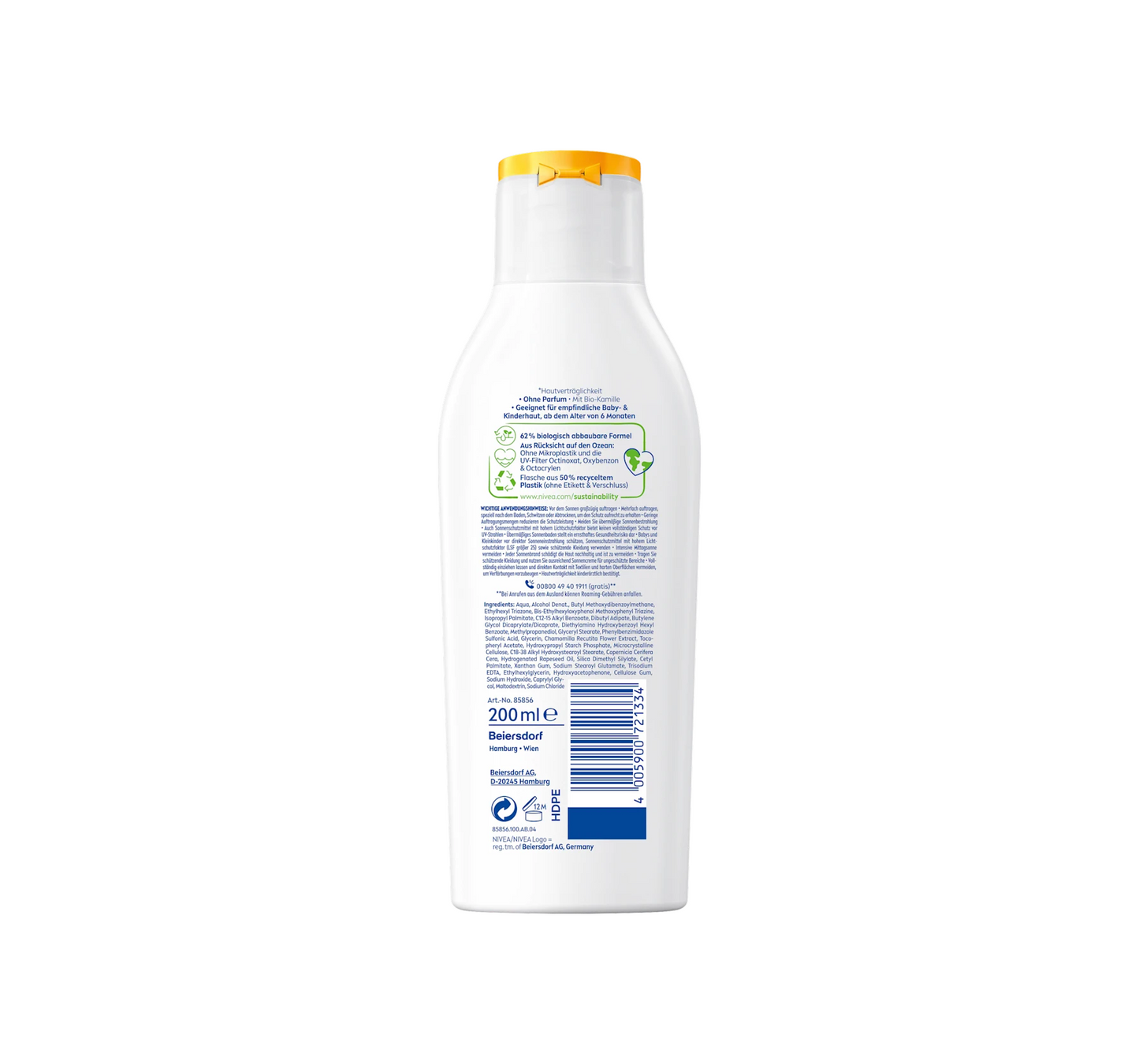 Leche solar para niños, protección y cuidado para pieles sensibles, FPS 50+, 200 ml