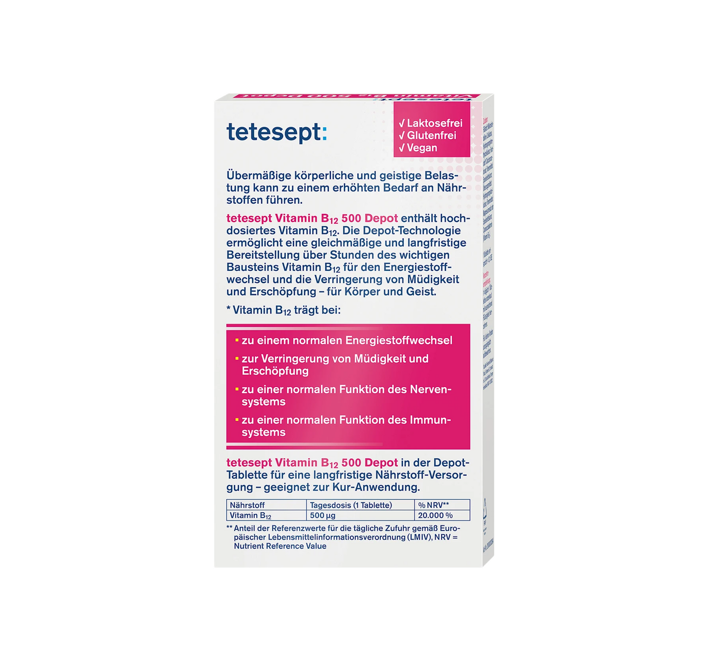 Vitamin B12 Depot 500µg tablets 30 pieces, 8.3 g