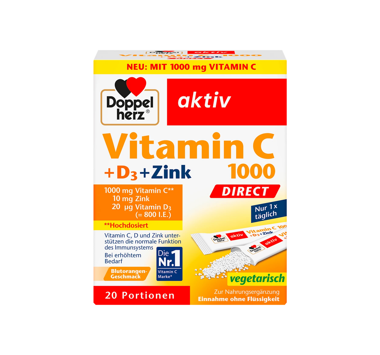 Vitamin C 1000mg + Zinc Direct, 20 pcs