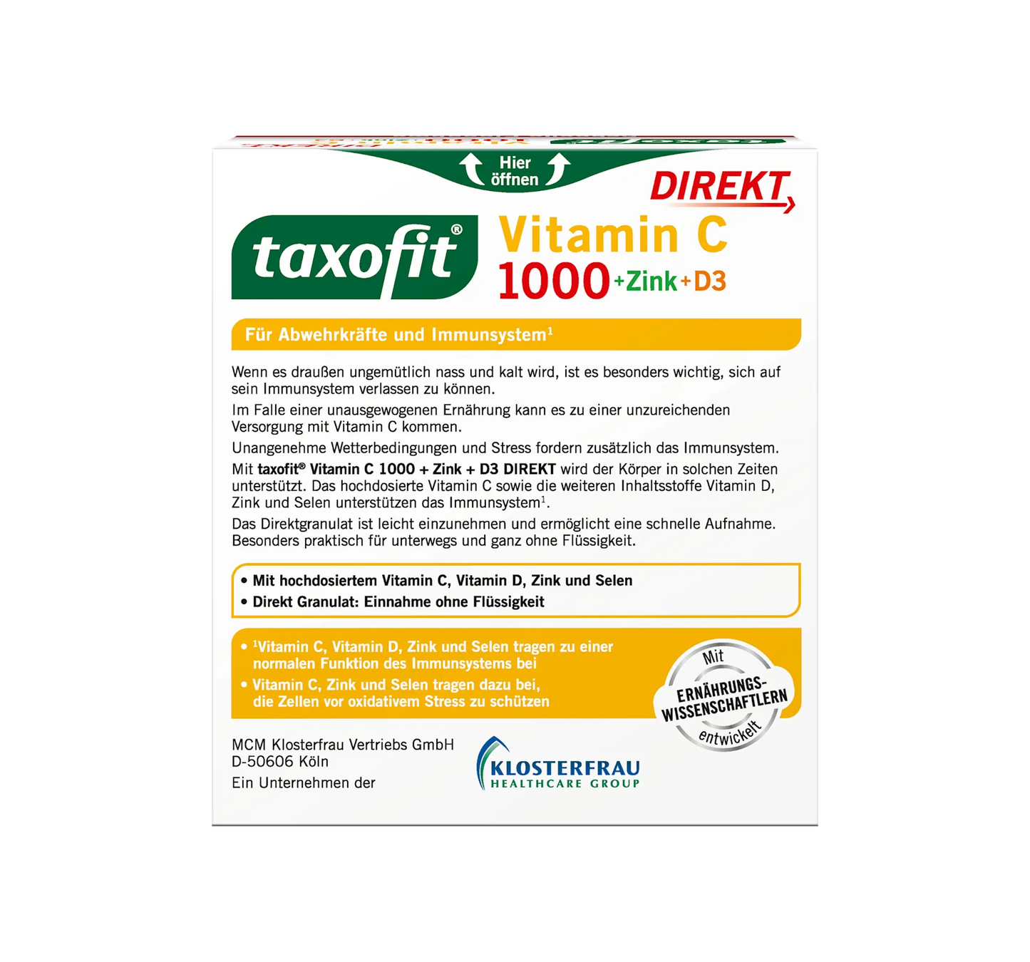 Vitaminas C + Cinkas + D3 tiesioginės granulės 20 vnt., 60 g
