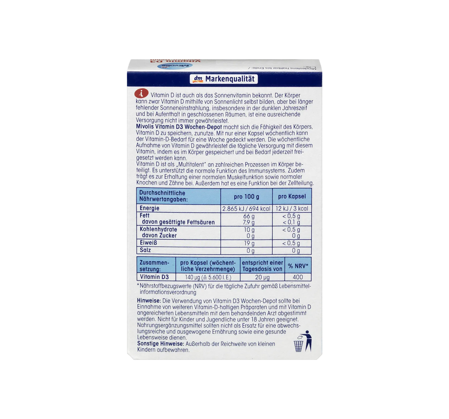 Vitamin D3 5600 IU Weekly Depot Soft Capsules 12 pcs., 5 g
