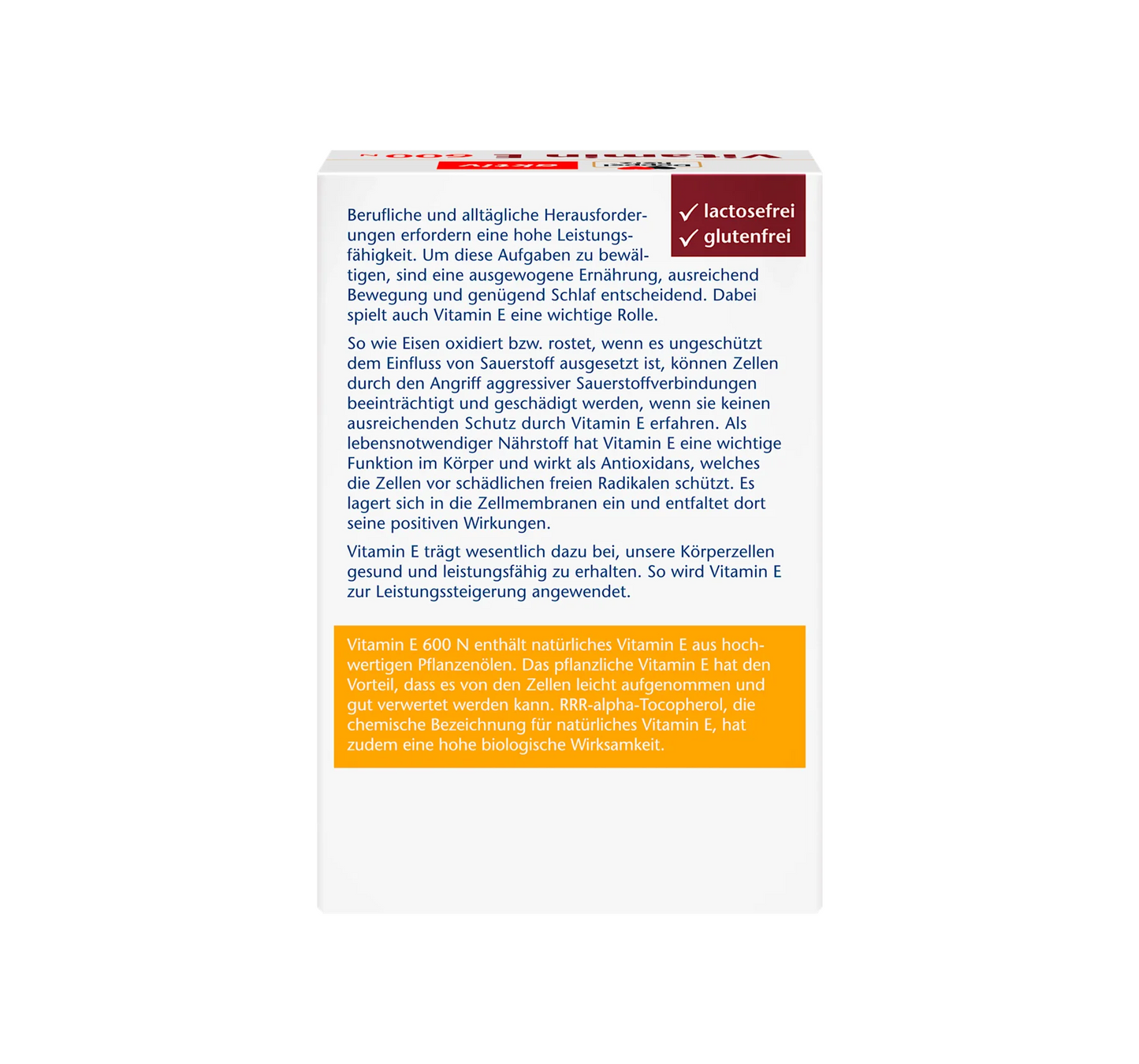 Cápsulas de vitamina E 600N, 40 unidades
