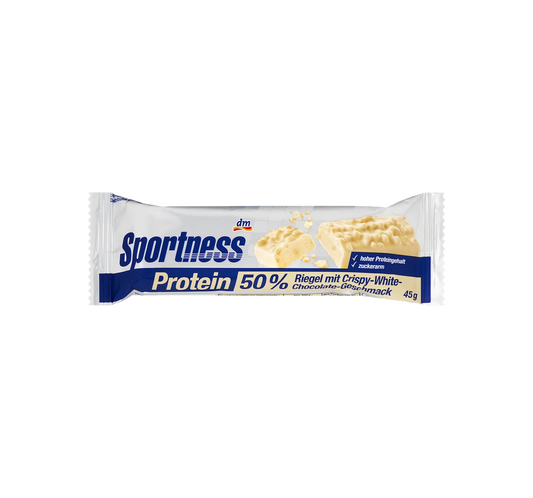 Barre protéinée 50 %, saveur chocolat blanc croustillant, 45 g