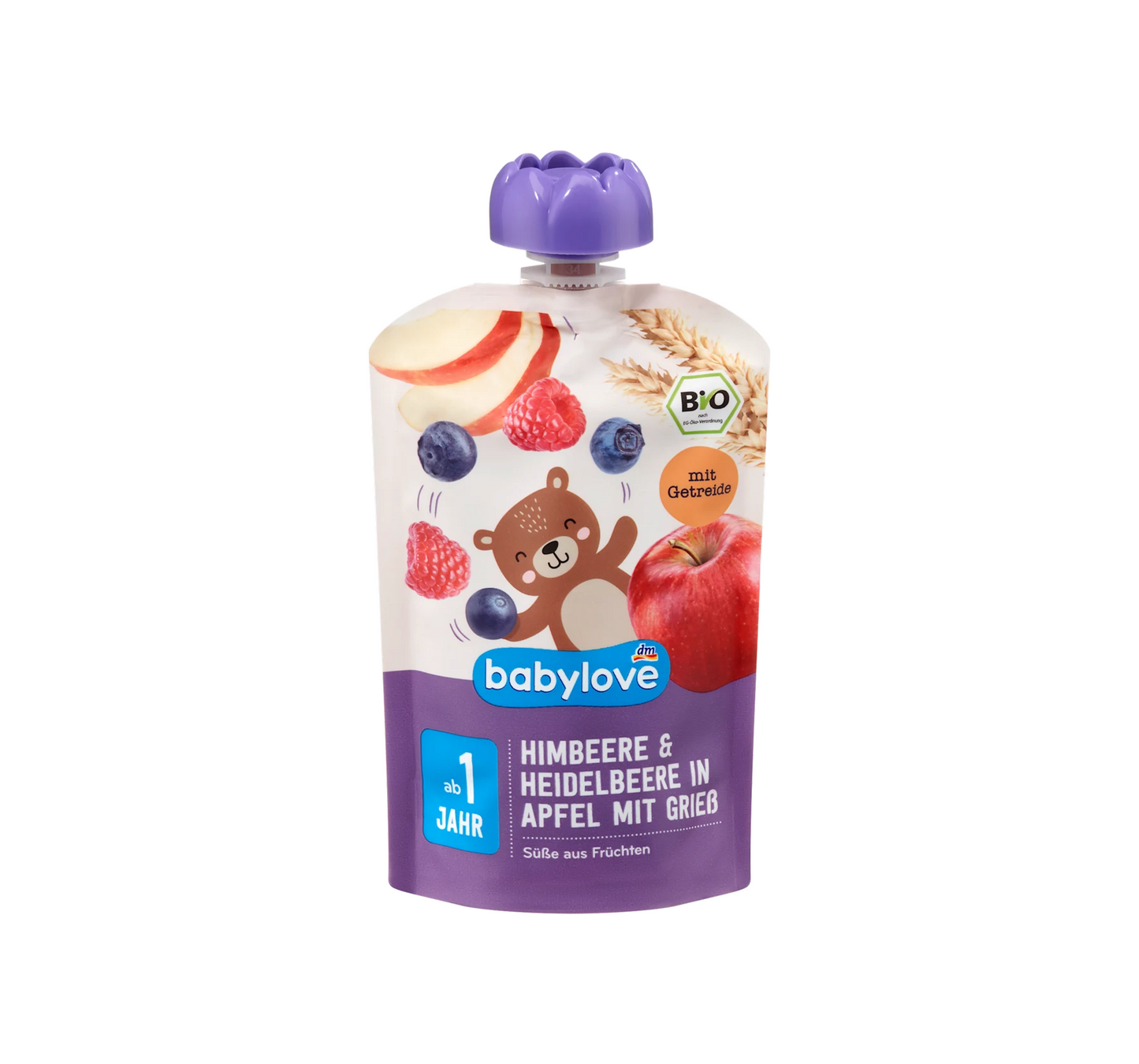Squeezie Raspberry & Blueberry in Apple with Semolina, from 1 year, 100 g