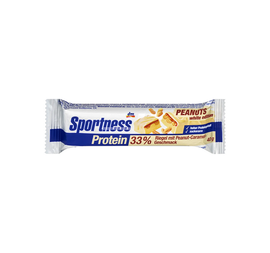 Barre protéinée 33 %, saveur cacahuète caramel, édition blanche, 40 g
