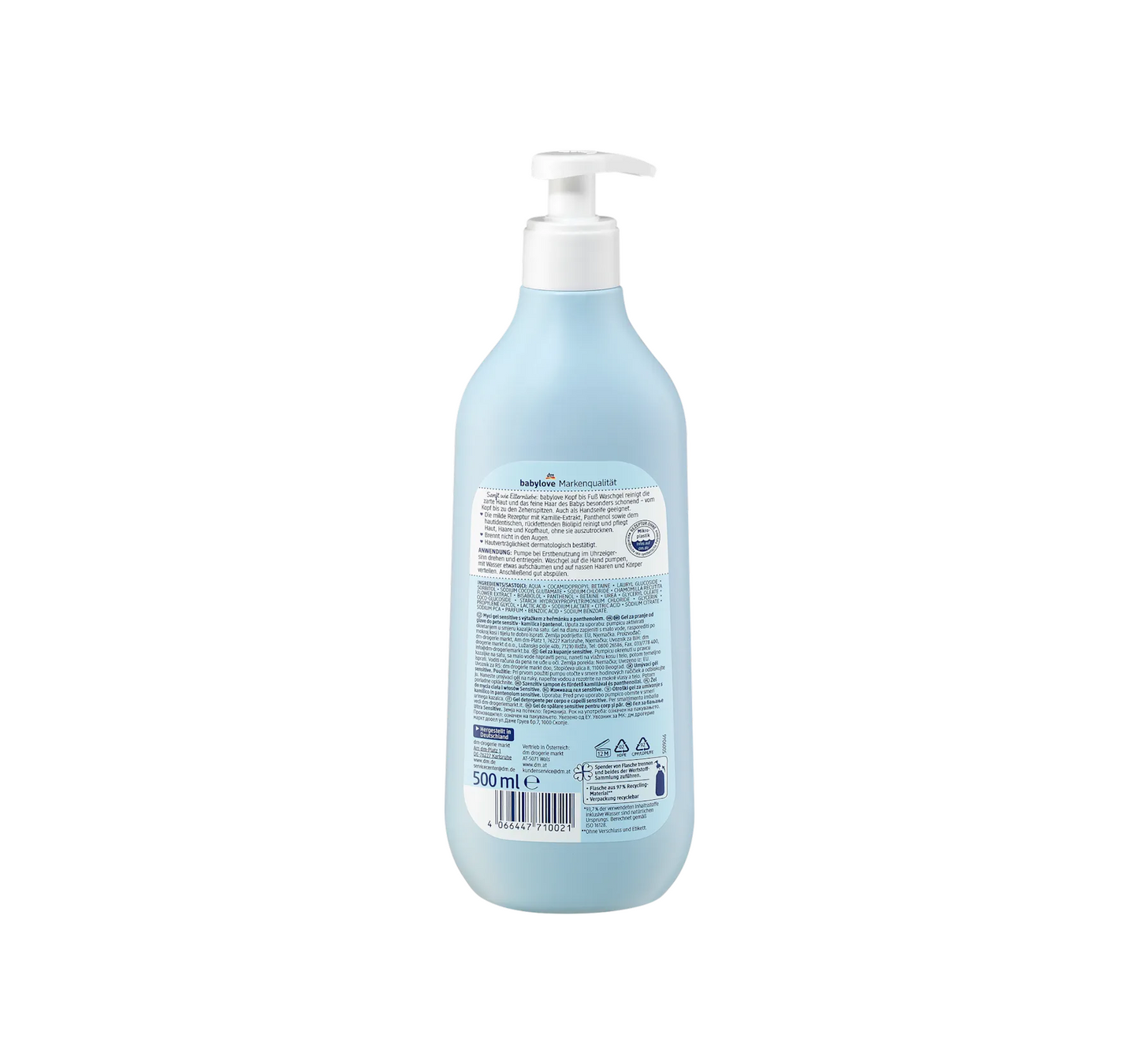 Gel de banho para bebês, sensível da cabeça aos pés, 500 ml