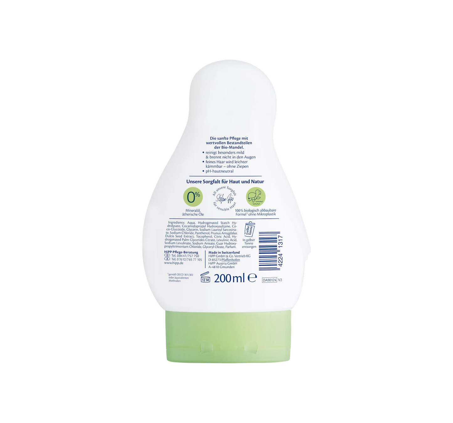Shampoo e ducha para bebês 2 em 1 sensível, 200 ml