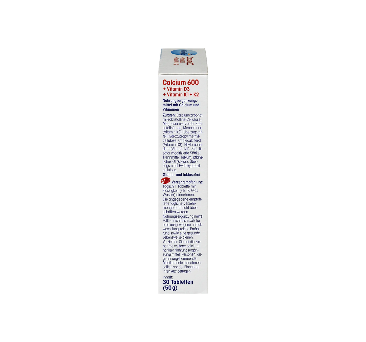 Calcium 600 + Vitamin D3 + K1 + K2, 30 pieces, 50 g