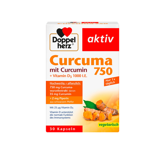 Cúrcuma 750 cápsulas 30 unidades, 26,7 g