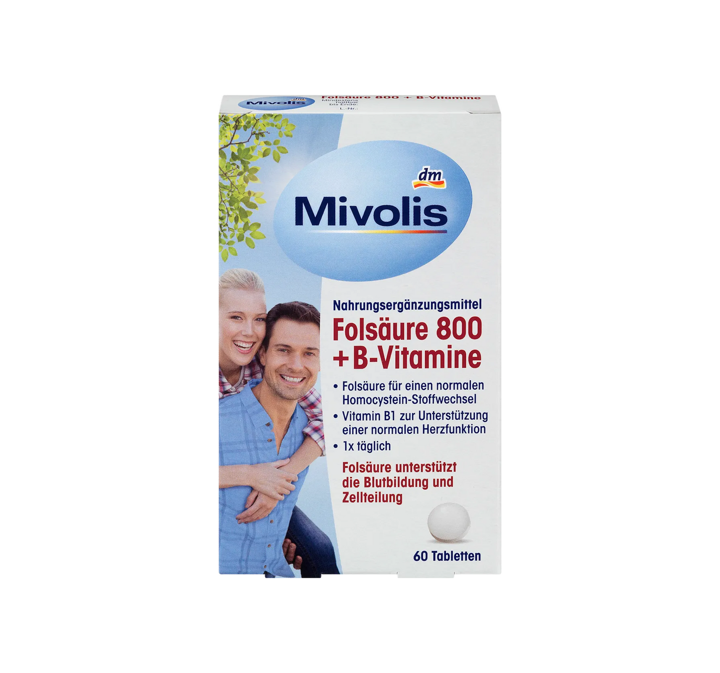 Folic Acid 800 + B Vitamins, 60 Tablets, 19 g