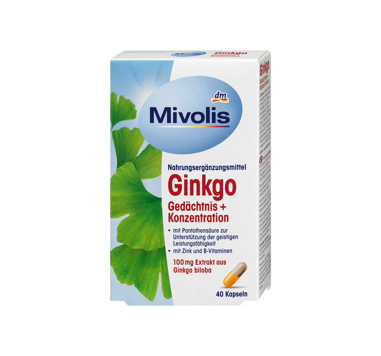 Ginkgo Memory + Cápsulas de concentración, 40 uds., 20 g