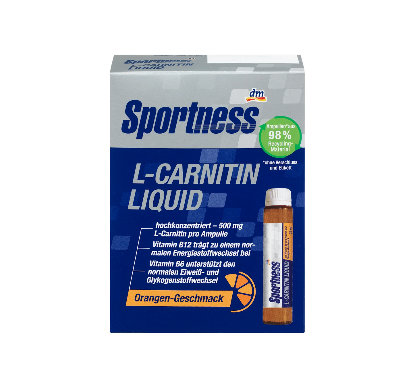 L-Carnitina Líquida, Sabor Laranja, 7 unidades de 25 ml cada, 175 ml