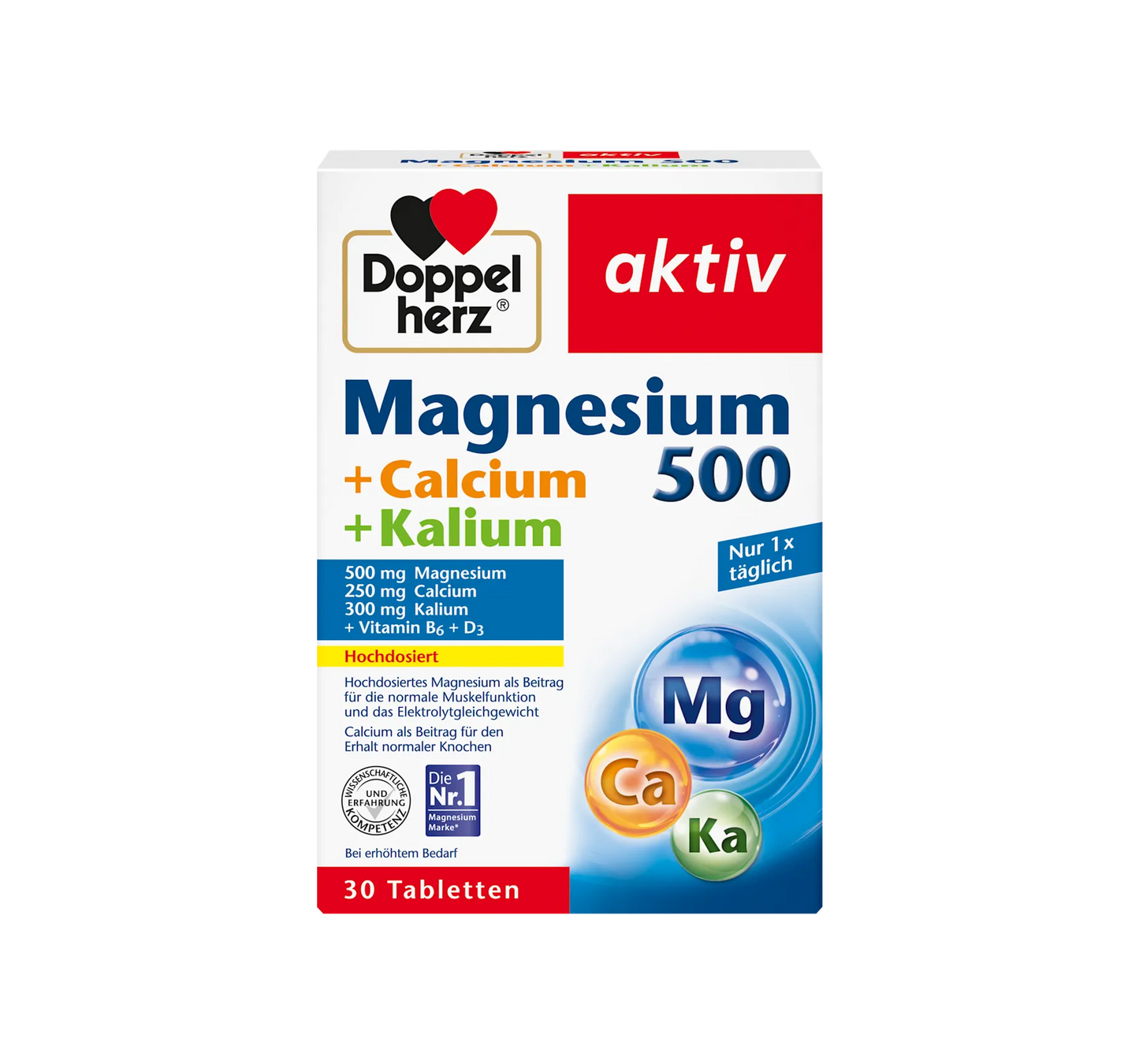 Magnesium 500 + kalsium + kalium tabletit 30 kpl, 69,6 g