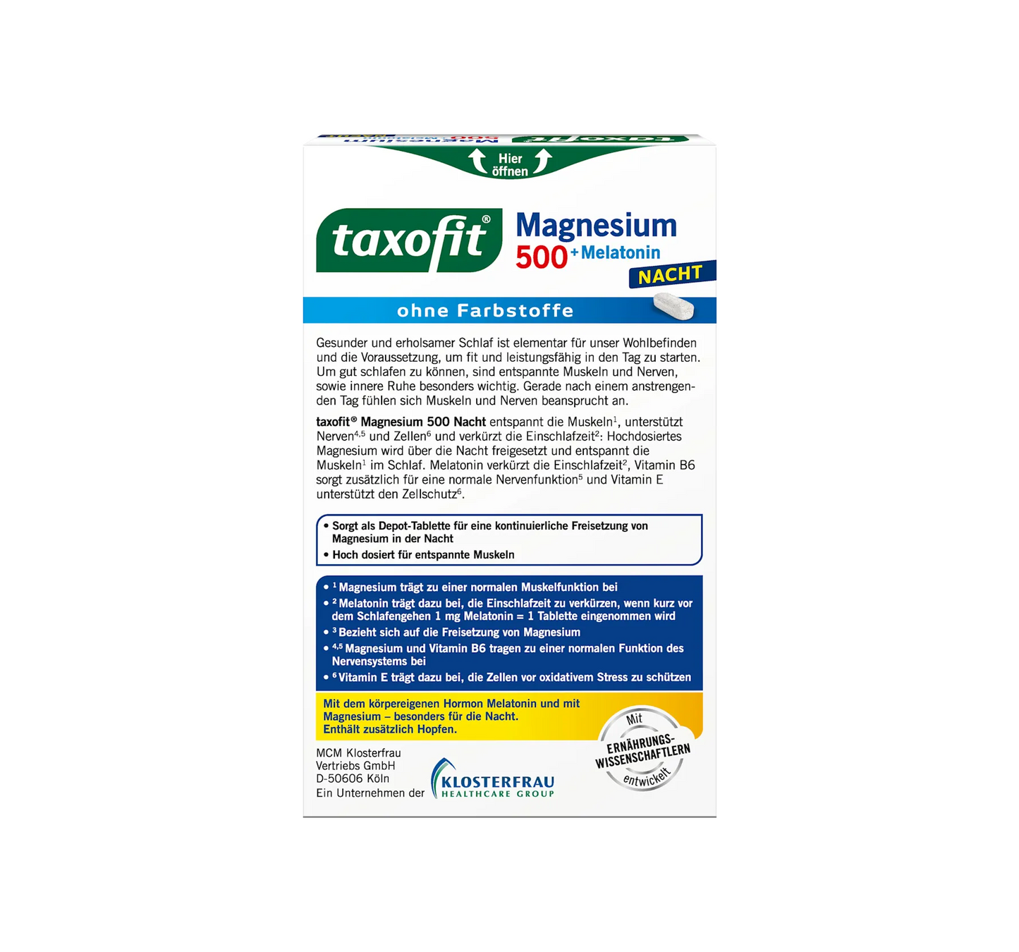Magnesium Night 500 + Melatonin Tablets 30 pcs, 47.9 g