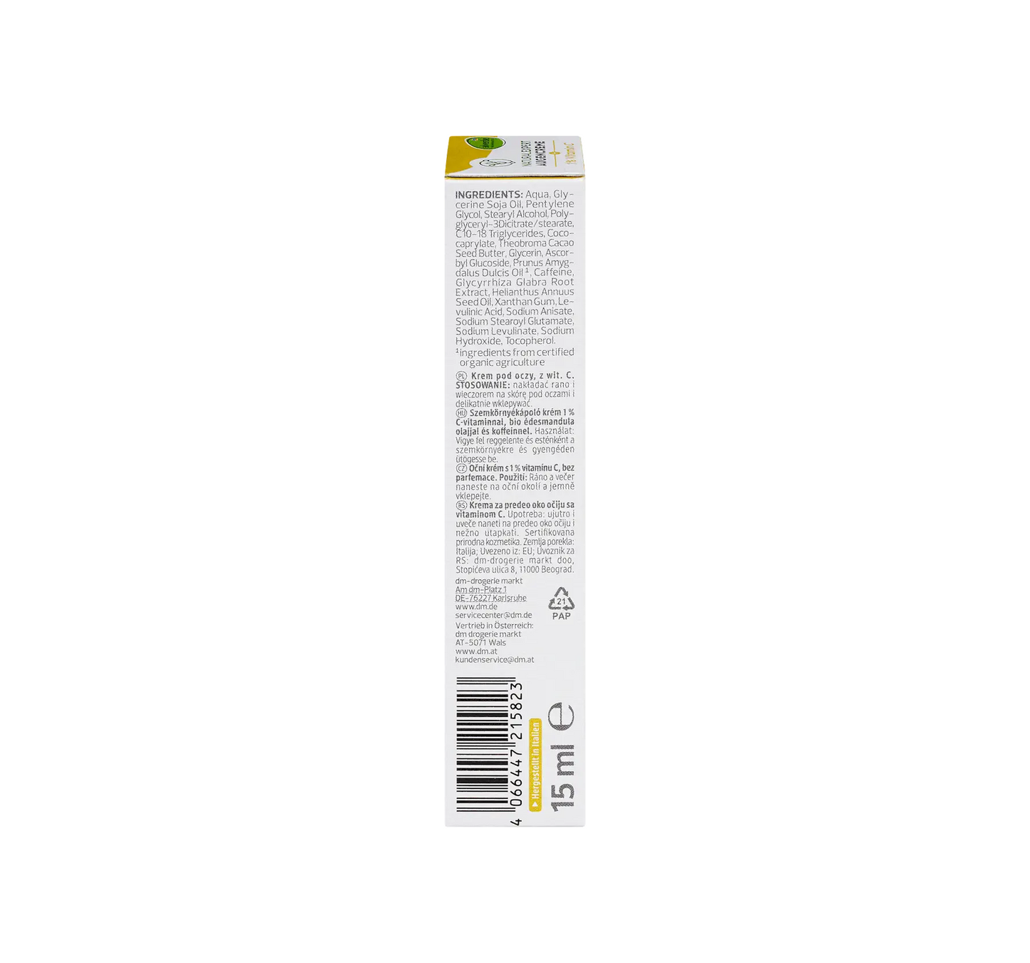 Crème contour des yeux à la vitamine C Natural Expert, 15 ml